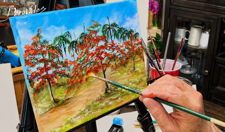 Flamboyán con Palmeras: el proceso creativo en Pinceles y Colores