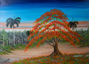 Flamboyan con Palmeras