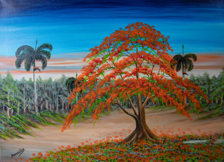 Flamboyan con Palmeras